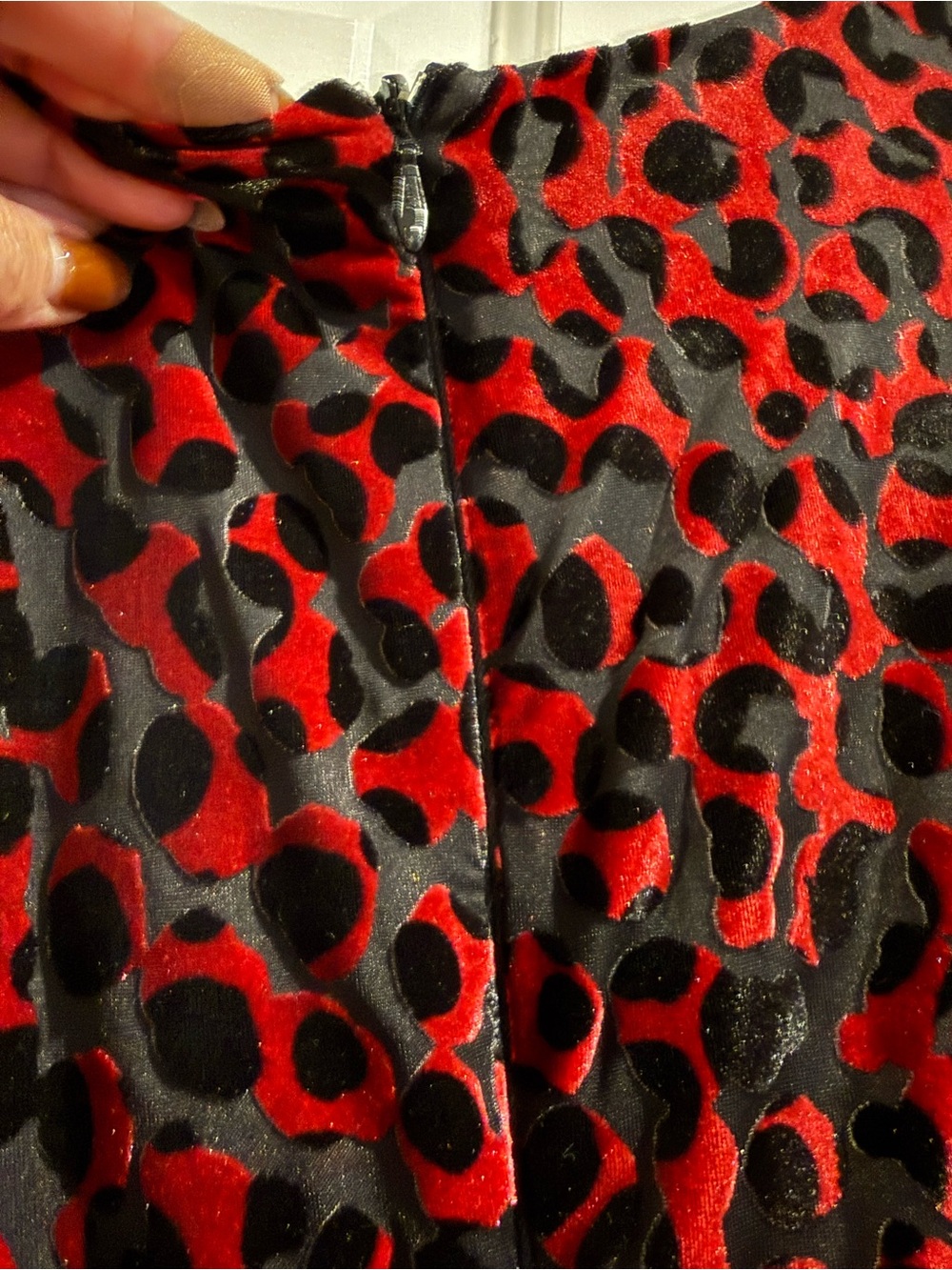 Taylor Red and Black Velvet Ruched Midi bodycon Dress - Picture 7 of 8